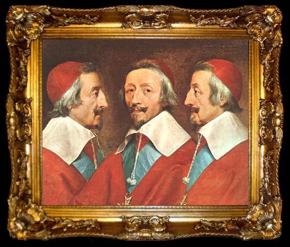 framed  Philippe de Champaigne Triple Portrait of Richelieu, ta009-2
